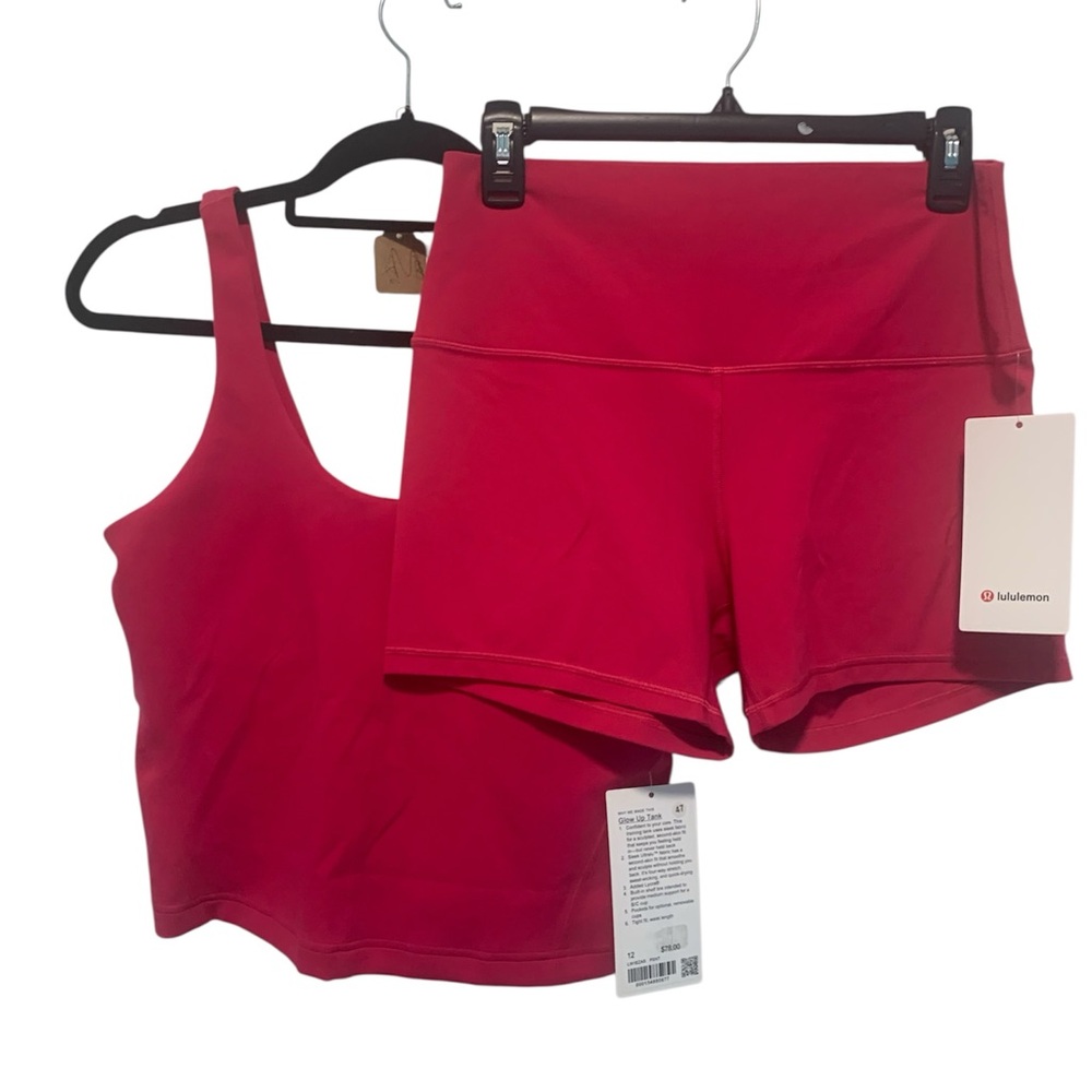 65. NWT SET Lululemon align HR shorts & Glow up tank set Size: 12